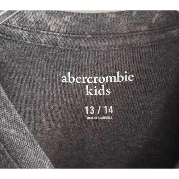 Abercrombie & Fitch Girls LS Graphic Tee 13/14 Black Acid Wash Pullover Top #F - Picture 4 of 6